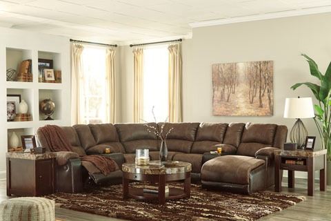 Signature Design by Ashley® Nantahala 7-Piece Coffee Reclining Right-Arm Facing Sectional and Chaise-1