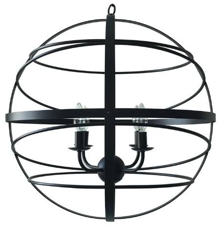 YHD Matte Black 4-Light Chandelier-3