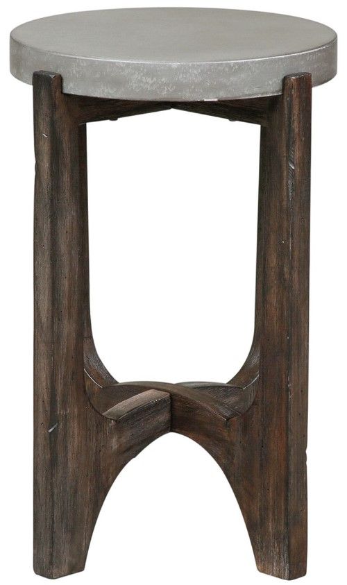 Liberty Furniture Cascade Gray Chairside Table with Wirebrush Rustic Brown Base-2