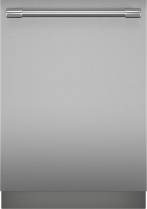 Credits : Thermador Front view of a Thermador Star Sapphire 24" Stainless Steel Top Control Built-In Dishwasher