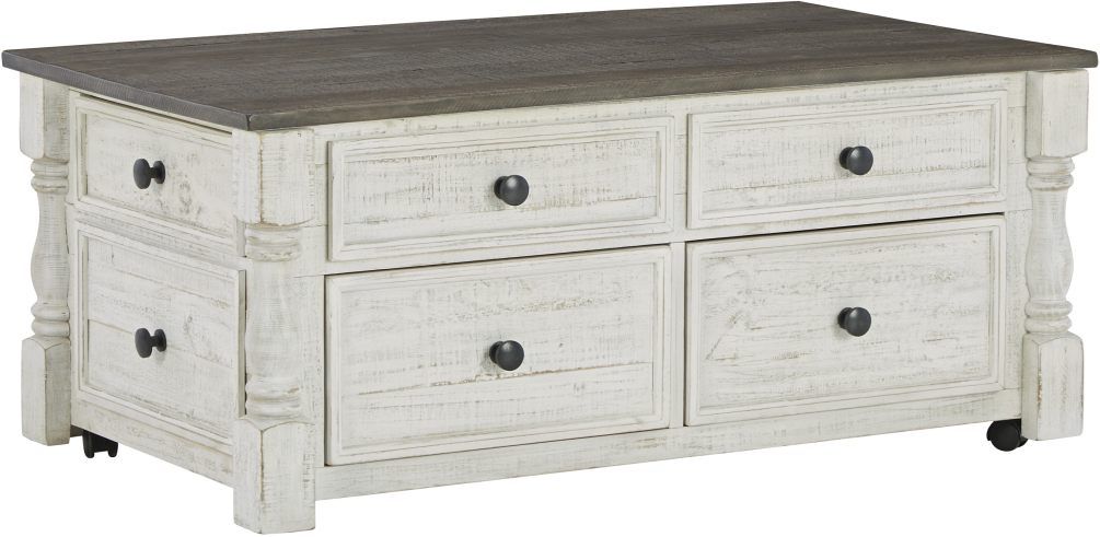 Signature Design by Ashley® Havalance Gray Wood Lift-Top Cocktail Table with White Base