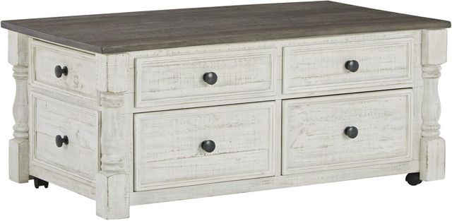 Signature Design by Ashley® Havalance Gray Wood Lift-Top Cocktail Table with White Base-0