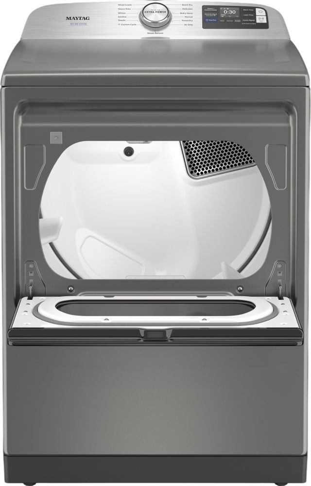 Maytag® 7.4 Cu. Ft. Classic Silver Smart Front Load Electric Dryer with Pet Pro Option-1
