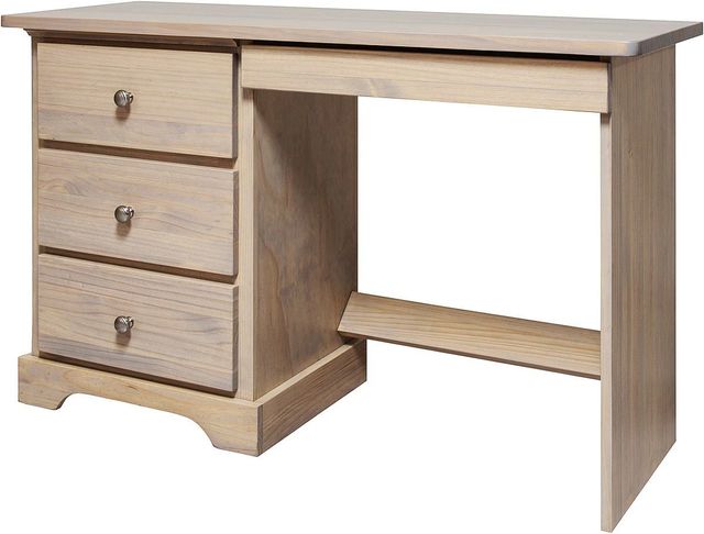 Mako Wood Furniture Youth Collection Pine Left-Arm Facing Desk with Pedestal-1