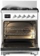 Ilve® Majestic III 30" White Pro Style Dual Fuel Natural Gas Range with Solid Door and Chrome Trim-1