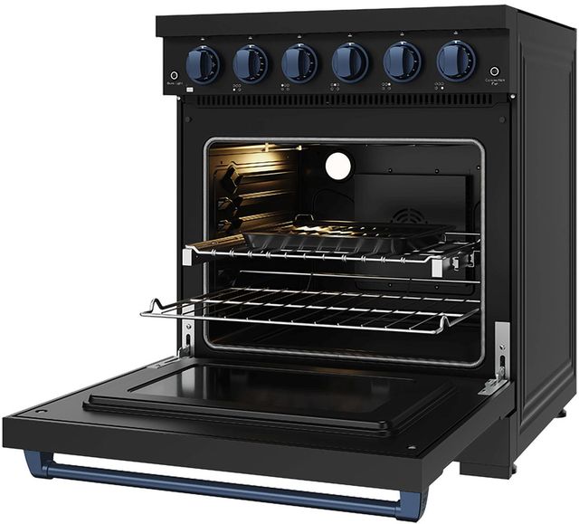Thor Kitchen 30" Black Pro Style Electric Range with Precision Knob Control & Blue Hardware-4