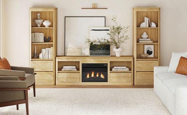 Elements International Rosalie Natural 71" TV Console with Fireplace Insert -1