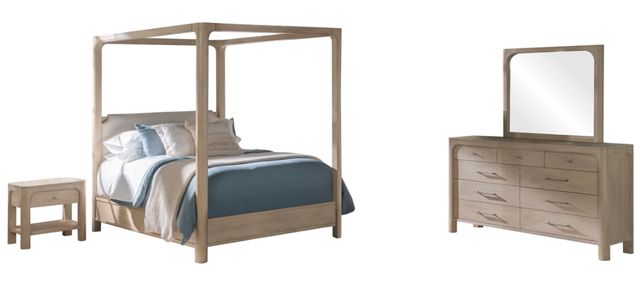 Coaster® Solano 4-Piece Beige/Weathered Mango Queen Upholstered Canopy Bedroom Set-0