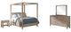 Coaster® Solano 4-Piece Beige/Weathered Mango Queen Upholstered Canopy Bedroom Set-0