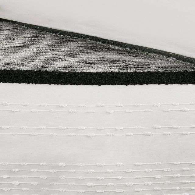 Olliix by INK+IVY Cole 3 Piece Cotton Jacquard Black and White Full/Queen Comforter Set-3