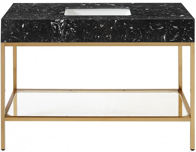 Meridian Furniture Marmo Black/Brushed Brass 48" Bathroom Vanity-1