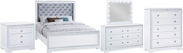 Coaster® Eleanor 5-Piece White Upholstered Bedroom Set-0