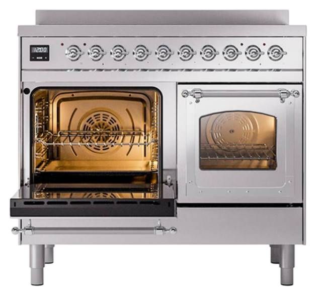 Ilve® Nostalgie II Noblesse 40'' Stainless Steel Pro Style Induction Range with Chrome Trim-3