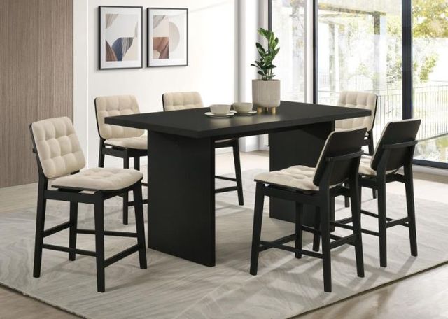 Coaster® Decker 7-Piece Black/Cream Rectangular Counter Dining Set-1