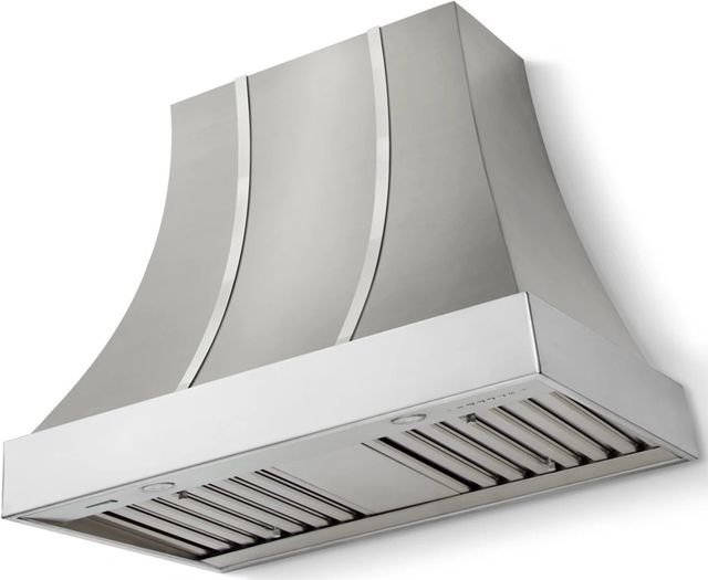 La Cornue CornuFé Cascade 36" Stainless Steel Wall Mounted Range Hood with Polished Chrome Trim-0