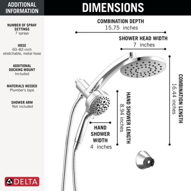 Delta Universal Showering PivotPro™ Lumicoat® Chrome 2.5 GPM 3-in-1 Combination Shower -2