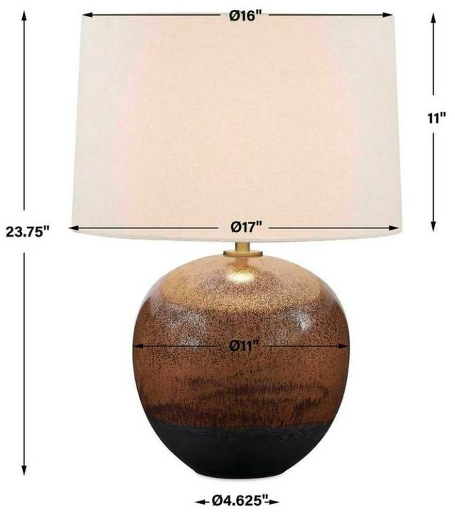 Uttermost® Brownell Light Beige Table Lamp with Dark Bronze/Rust Brown Base-2