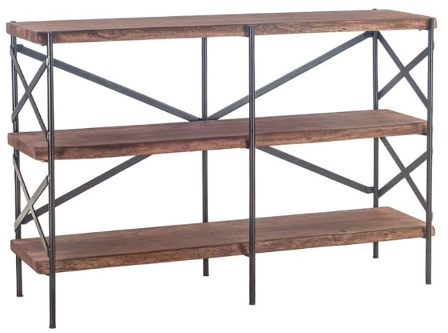 Home Trends & Design Organic Forge Antique Zinc/Raw Walnut Wide Bookshelf-0