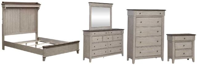 Liberty Furniture Ivy Hollow 5-Piece Dusty Taupe/Weathered Linen Queen Mantle Bedroom Set-0