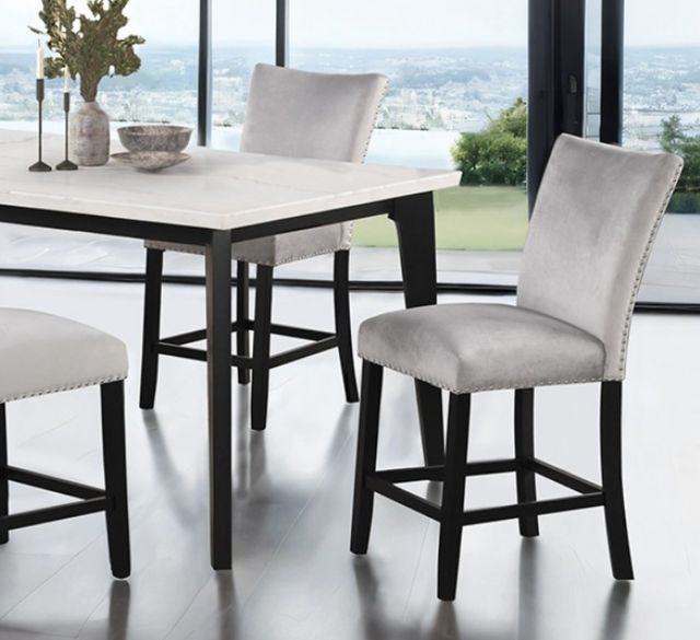 Furniture of America® Sabro White Rectangular Counter Table with Black Base-2