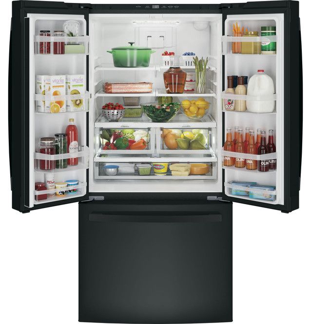 GE® Series 33" 24.7 Cu. Ft. Black French Door Refrigerator with Internal Water Dispenser-2