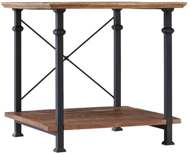Mazin Furniture Factory Brown End Table with Black Metal Frame -0