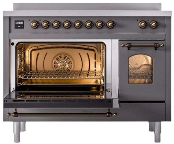 Ilve® Nostalgie II Series 48" Matte Graphite Pro Style Induction Range-0