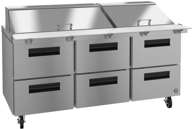 Hoshizaki 72" 21.25 Cu. Ft. Stainless Steel Three Section Mega Top Prep Table Refrigerator with Fully Welded Construction -1