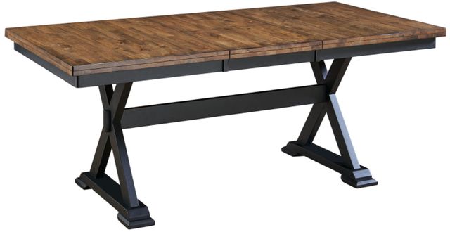 A-America® Stormy Ridge Chicory Gathering Height Trestle Table with Slate Black Base-0