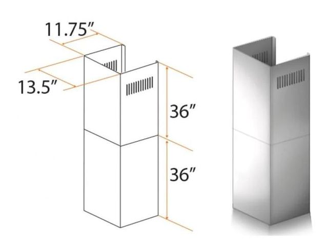 ZLINE 36" Stainless Steel Chimney Extension-2