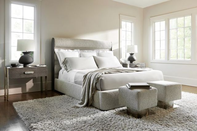 Bernhardt Prado Gray California King Upholstered Panel Bed-1