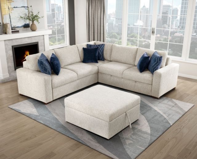 Homelegance® Isla 4-Piece Beige Sectional with Pull-out Bed and Ottoman-1