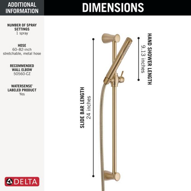 Delta Compel® Champagne Bronze Premium Single-Setting Slide Bar Hand Shower-2