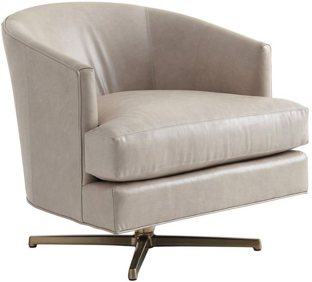 Lexington Home Customizable Graves Leather Swivel Chair with Brass Base-0