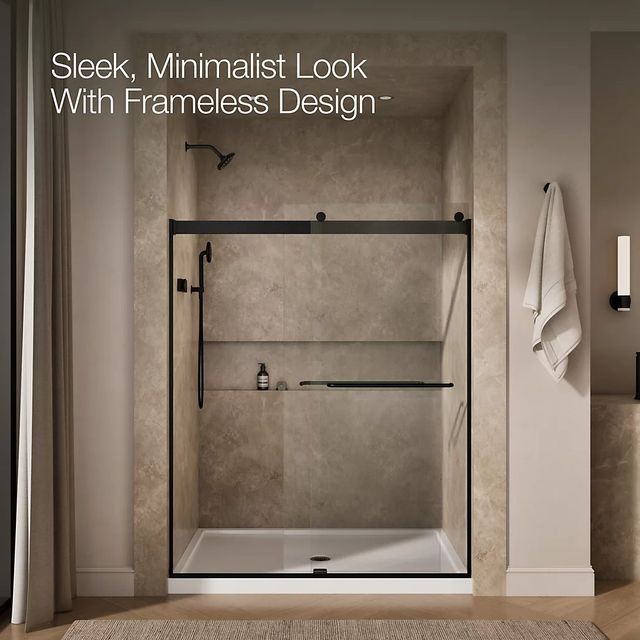 KOHLER Levity® Matte Black 74" x 57" - 60" Sliding Shower Door-3