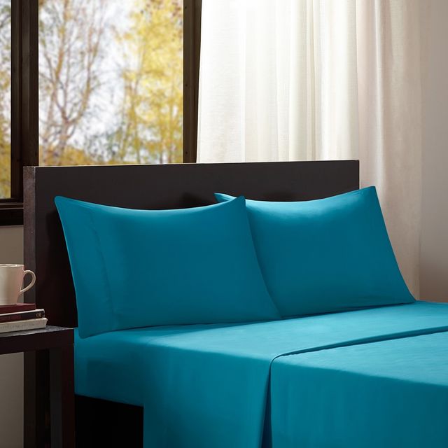 Olliix by Intelligent Design Blue Twin Microfiber All Season Wrinkle-Free Sheet Set-1
