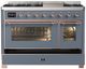 Ilve® Majestic III 48" Blue Gray Pro Style Dual Fuel Natural Gas Range with Triple Glass Door and Copper Trim-1