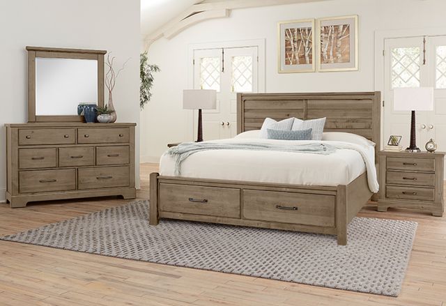 Artisan & Post by Vaughan-Bassett Cool Rustic Stone Gray California King Storage Plank Bed-1