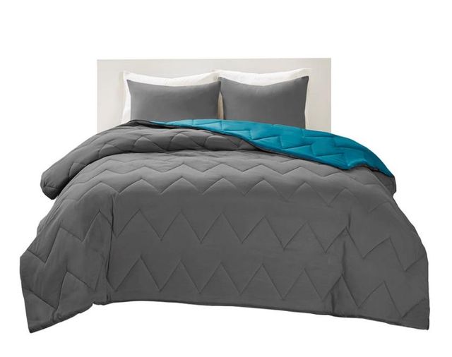 Olliix by Intelligent Design Trixie Teal Full/Queen Reversible Comforter Mini Set-1