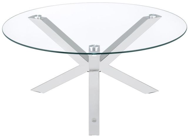Coaster® Kenzie Tempered Glass Top Coffee Table with Chrome Base-2