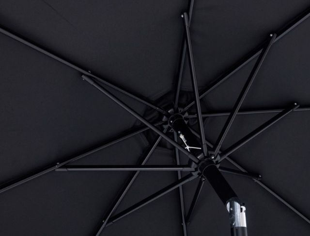 Meridian Furniture Fiji Black/Matte Black/Matte White Aluminum Outdoor Patio Umbrella and Round Base-4