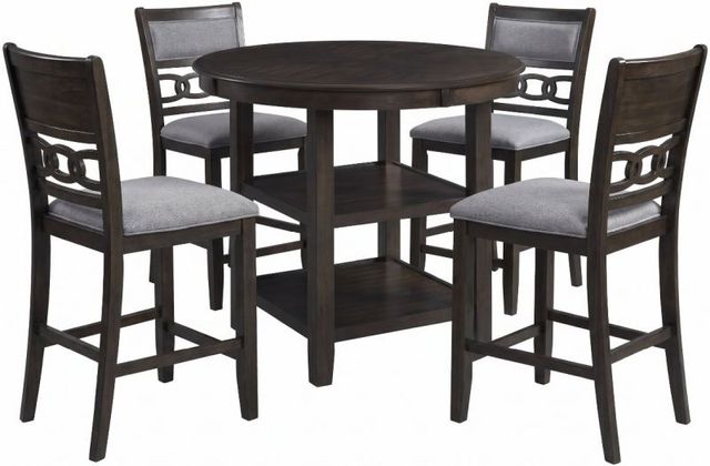 Elements International Amherst 5-Piece Gray/Walnut Counter Dining Set-0