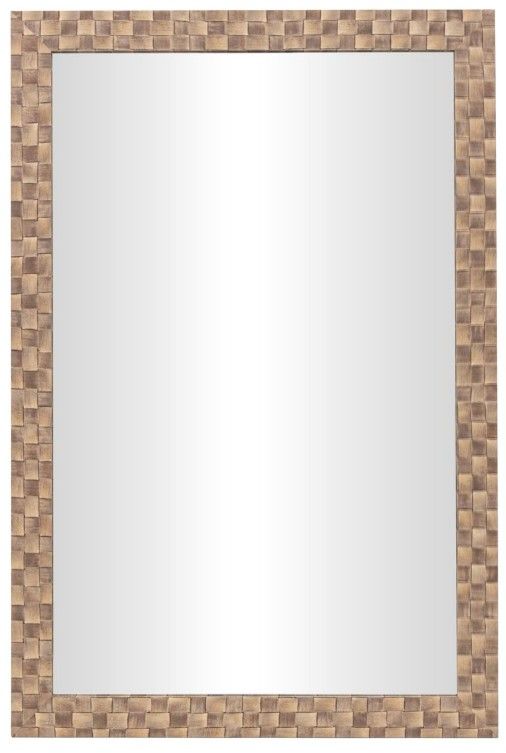 Deco Marche Brown Rectangular Wall Mirror with Checkered Frame -0