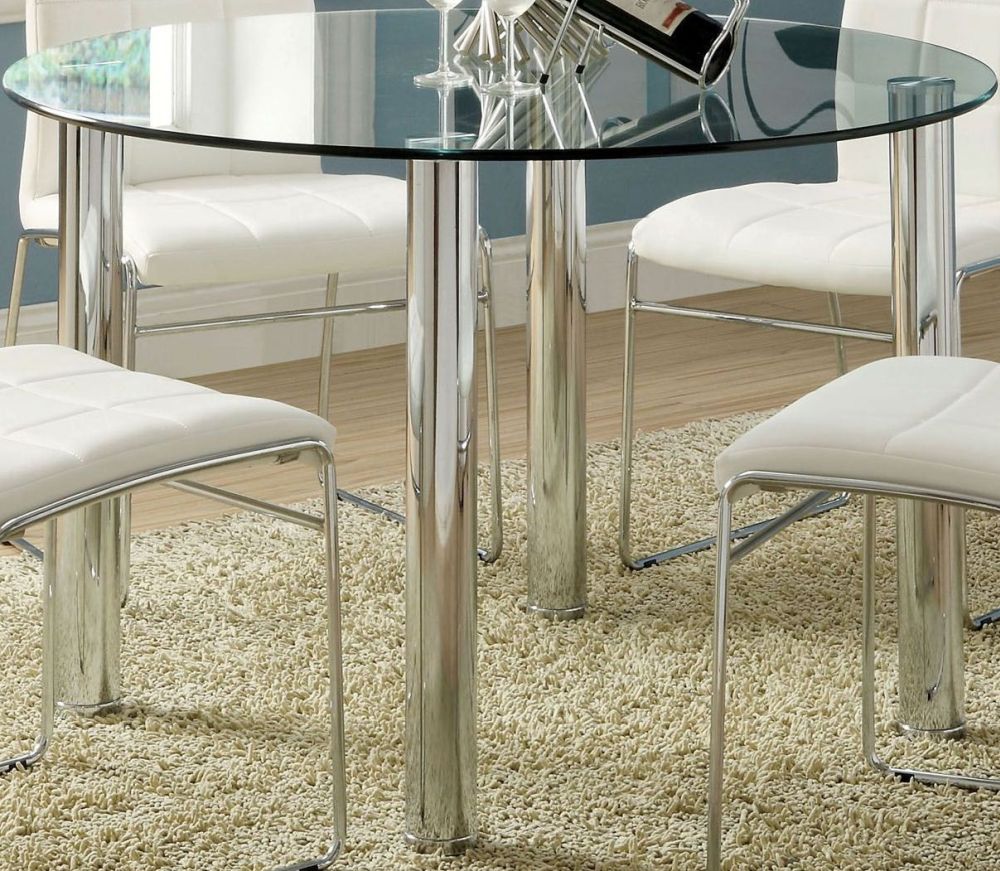 Furniture of America® Kona I Glass Top Round Dining Table with