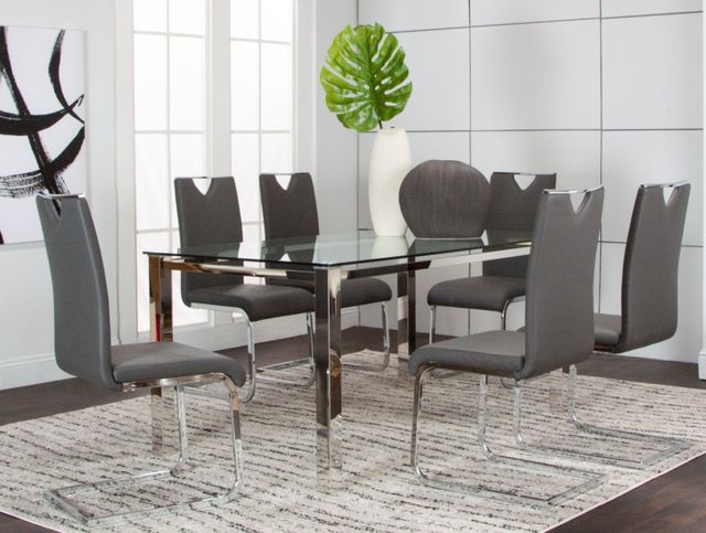 Cramco Skyline Glass Top Dining Table with Chrome Base-1