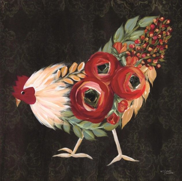 Classy Art Botanical Rooster by Michele Norman Wall Art-0