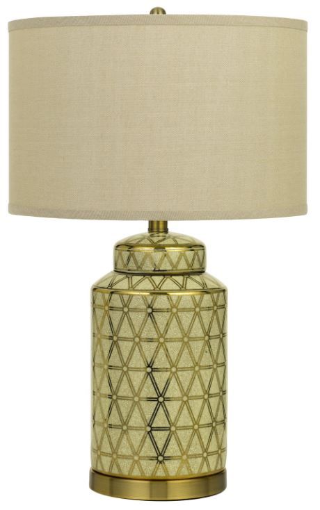 Cal® Lighting & Accessories 2-Piece Barletta Antique Gold/Beige Table Lamp Set-1