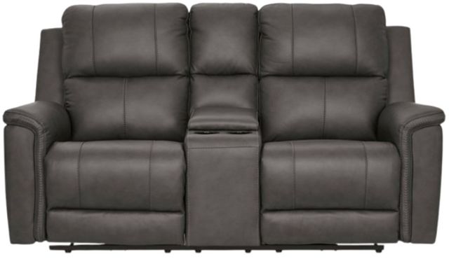 Signature Design by Ashley® Beryton Anchor Power Reclining Loveseat with Console and Adjustable Headrest-2