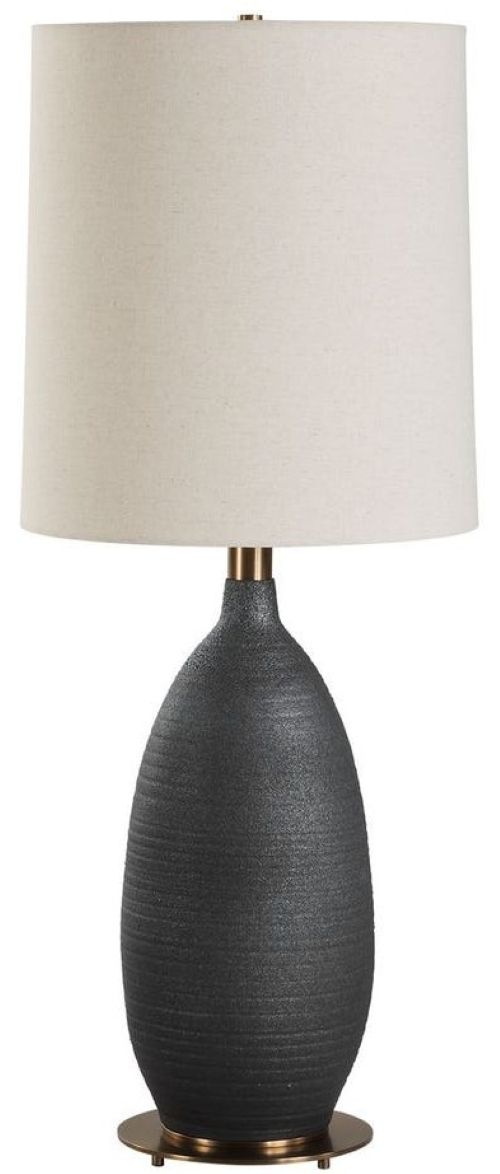 Uttermost® Bower Matte Black Table Lamp-0