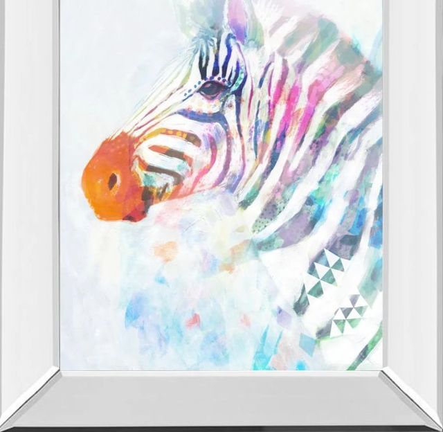 Classy Art Fluorescent Zebra I by Victoria Borges Mirror Framed Wall Art-1